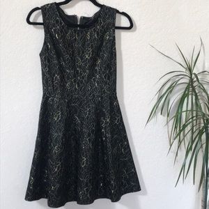 Black & Gold Floral Laced Dress